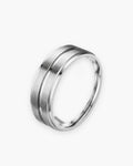 Atlas brushed double groove ring in silver-tone stainless steel [c:silver]