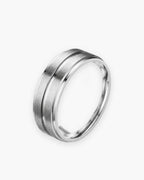 Atlas brushed double groove ring in silver-tone stainless steel [c:silver]