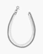 The Layered Pearl and Curb Chain Necklace in Steel