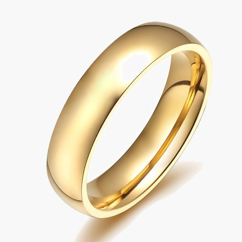Polished Gold-Tone Stainless Steel Band Ring minimalist design