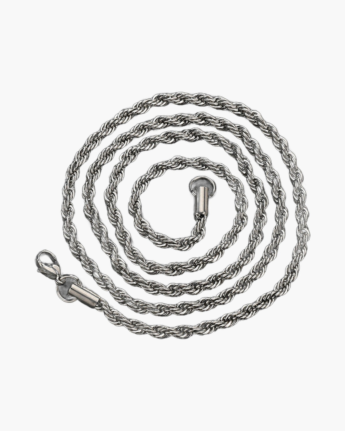 Rope Chain Stainless Steel Necklace silver coiled view 2