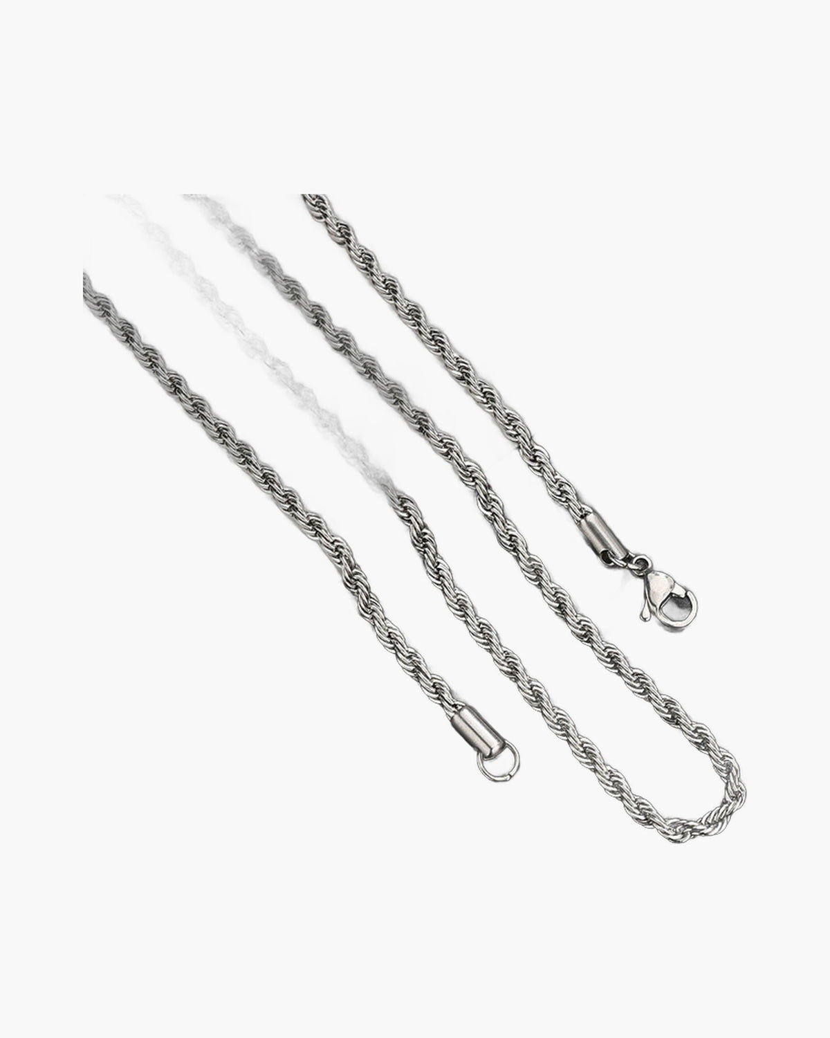 Rope Chain Stainless Steel Necklace silver coiled view 3