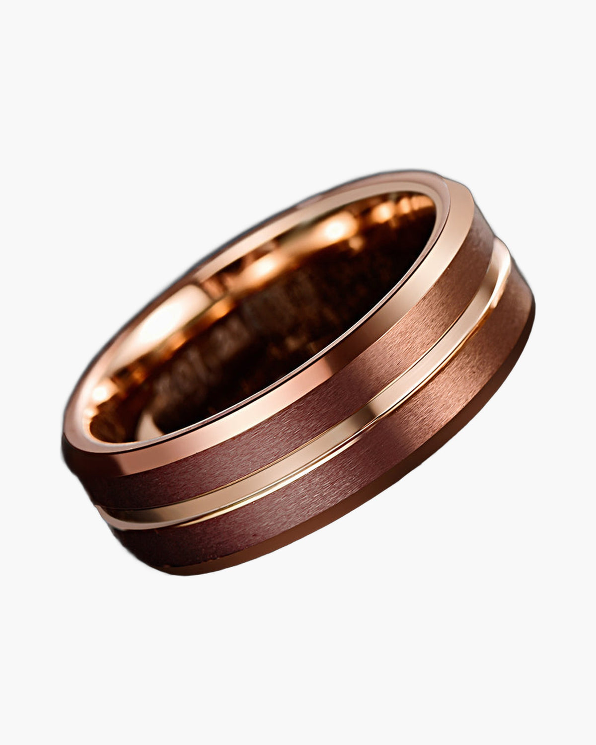 Rose Gold Brushed Groove Tungsten Ring