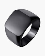 The Atlas Signet Ring in Stainless Steel, Black