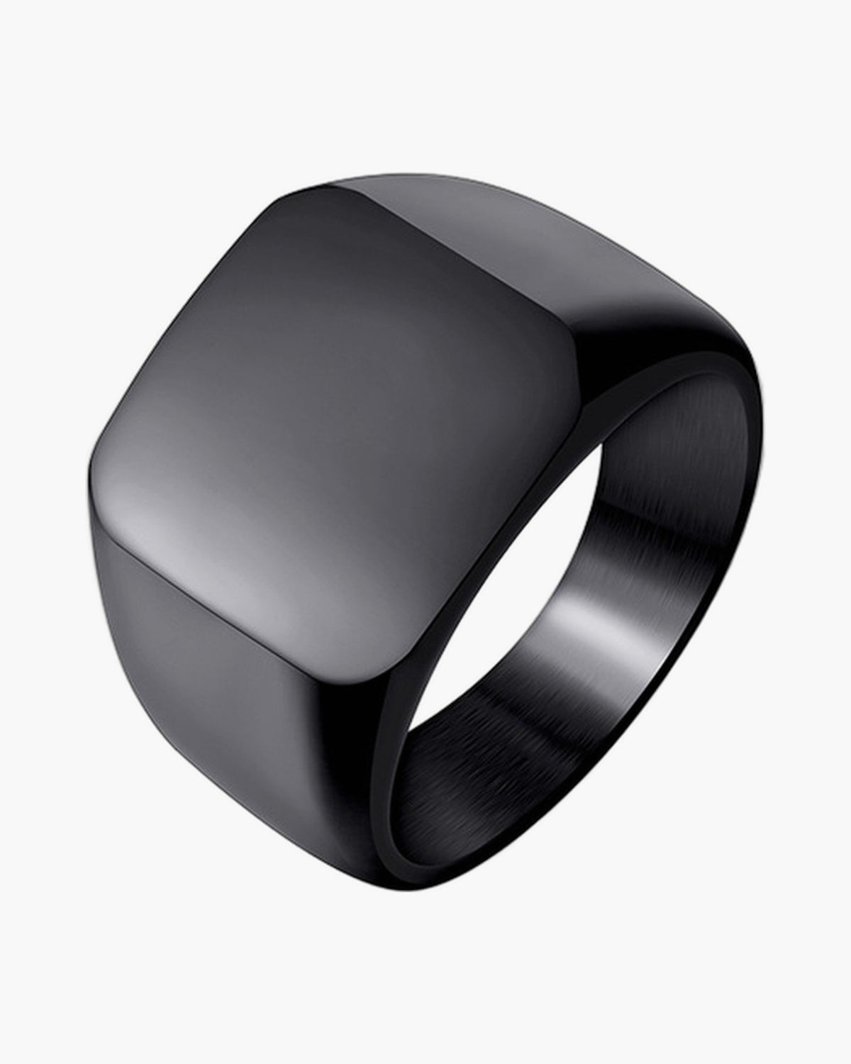 The Atlas Signet Ring in Stainless Steel, Black