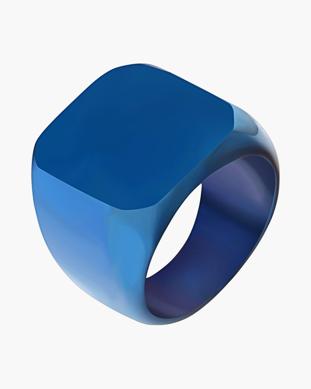 The Atlas Signet Ring in Stainless Steel, Blue