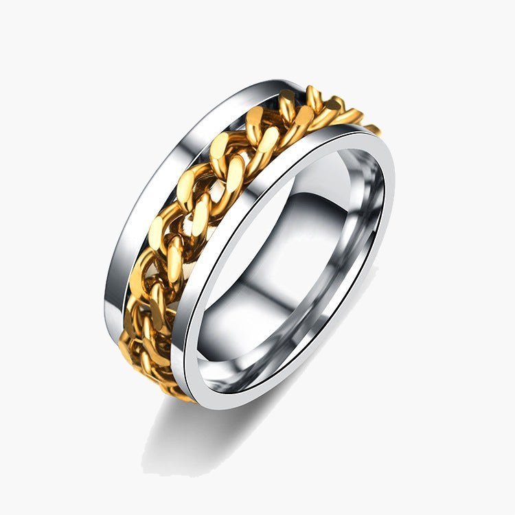 Spinner Chain Stainless Steel Ring Black Gold view 2
