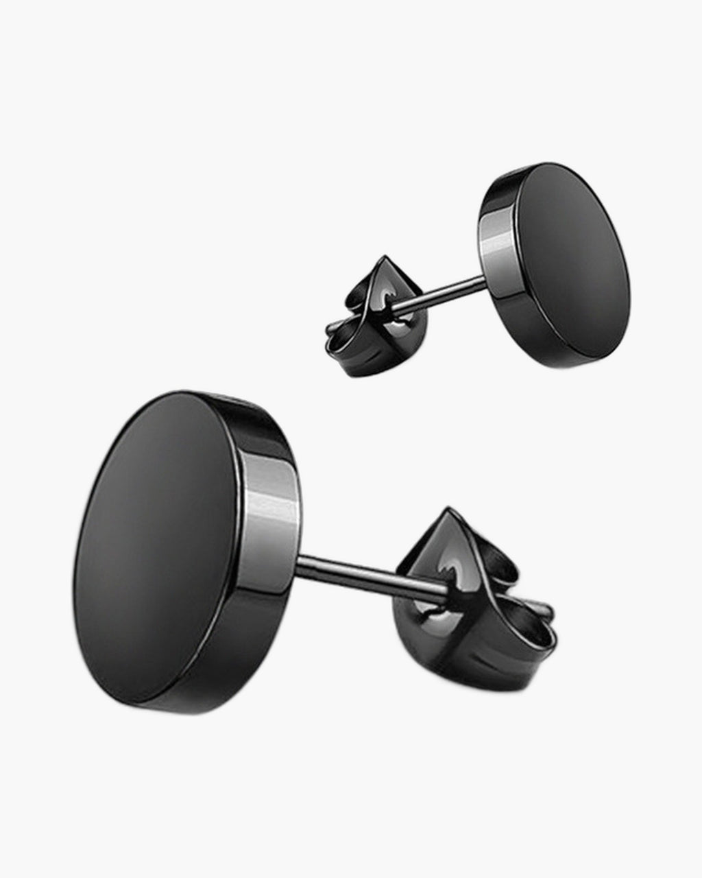 The Flat Disc Stud Earrings in Titanium Steel, Black