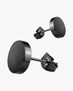 The Flat Disc Stud Earrings in Titanium Steel, Black