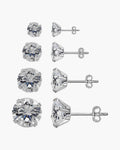 The Round Zircon Stud Earrings in Stainless Steel, Silver