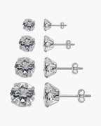 The Round Zircon Stud Earrings in Stainless Steel, Silver