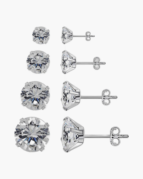 The Round Zircon Stud Earrings in Stainless Steel