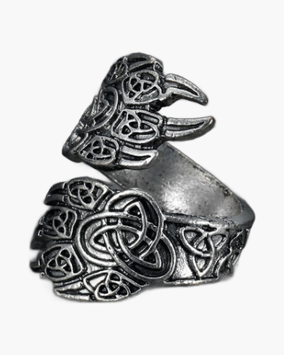 Stainless Steel Adjustable Claw Ring with Viking knotwork view 3