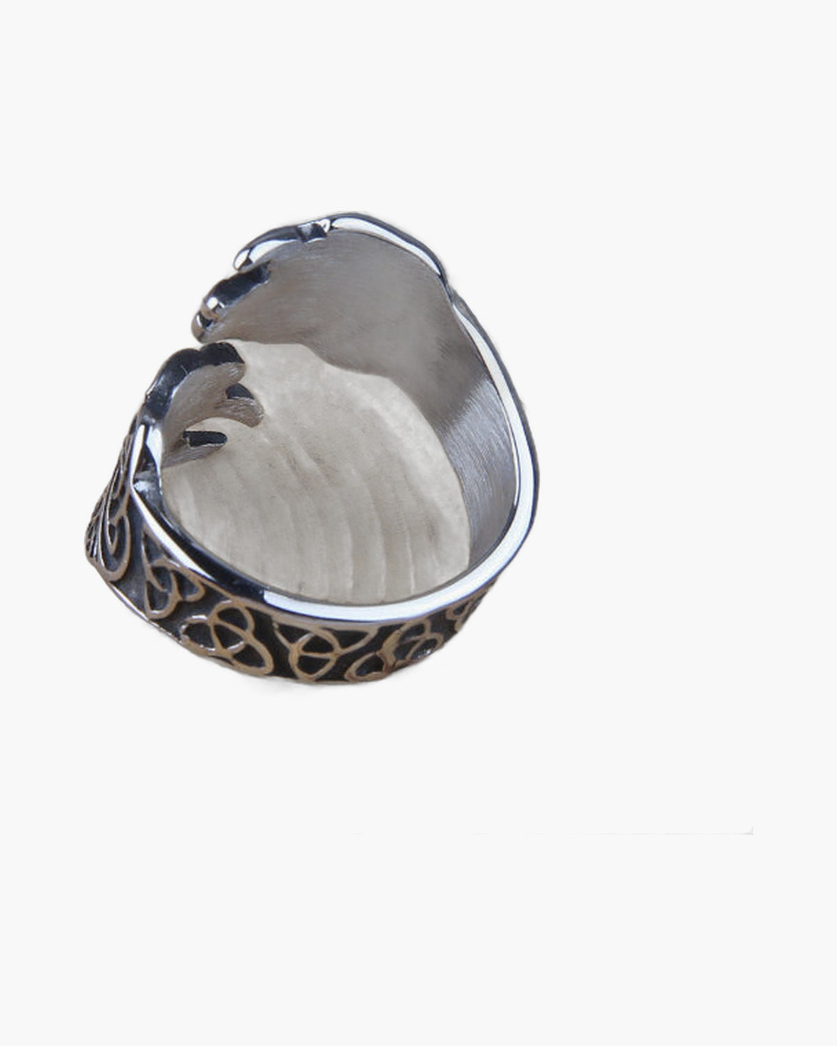 Stainless Steel Adjustable Claw Ring with Viking knotwork view 4