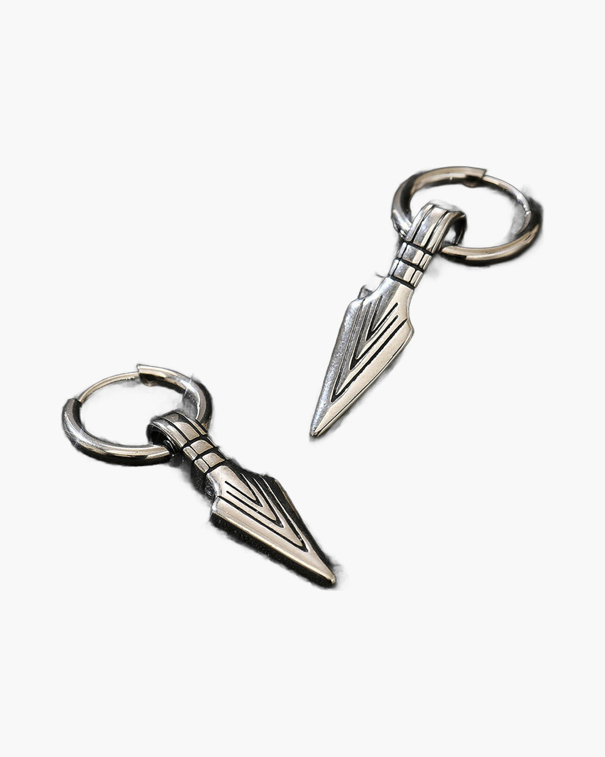 Stainless Steel Arrow Dangle Hoop Earrings, silver finish view 4