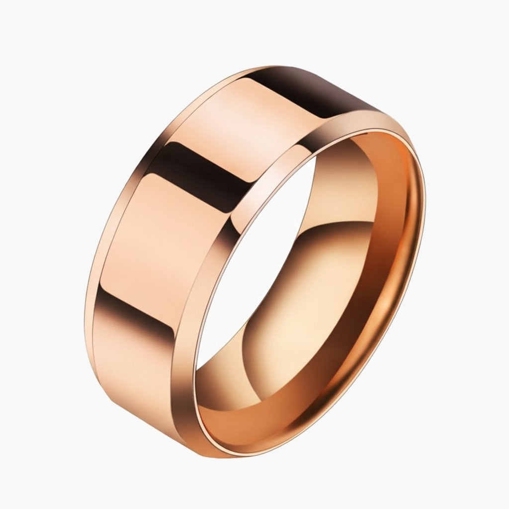 Stainless Steel Beveled Edge Band Ring in silver-tone view 4