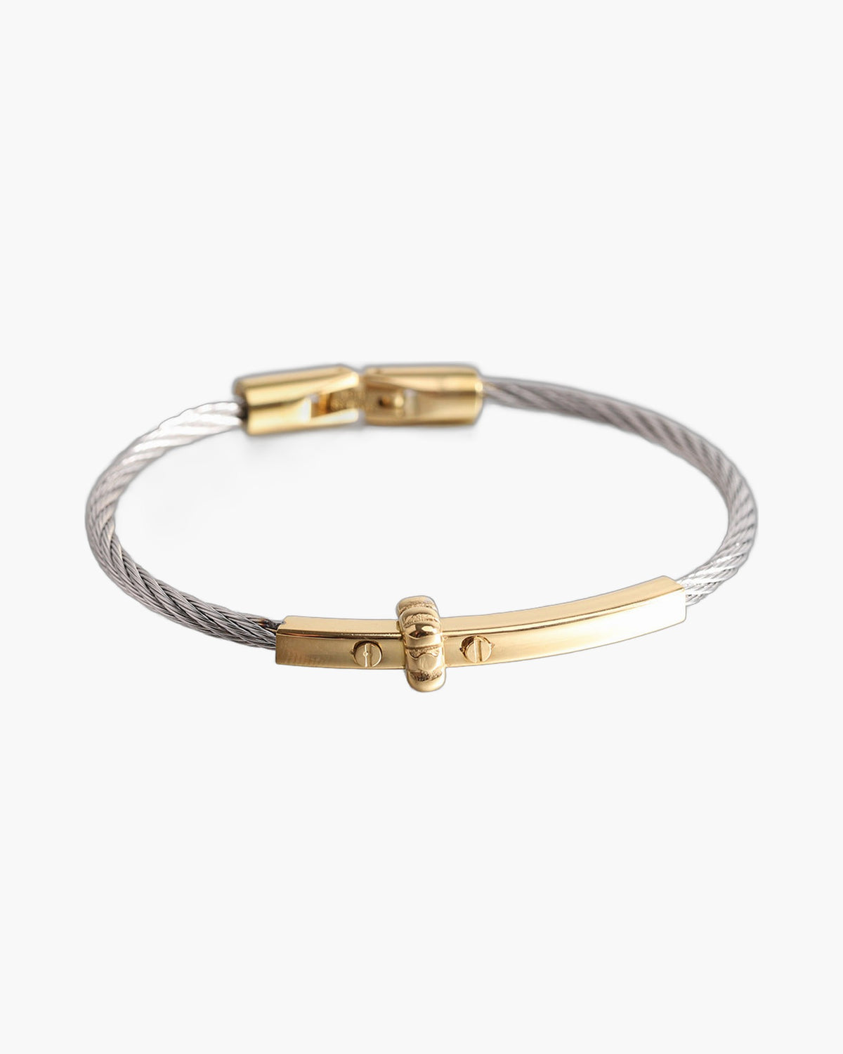 Stainless Steel Cable Bar Bracelet silver finish view 4