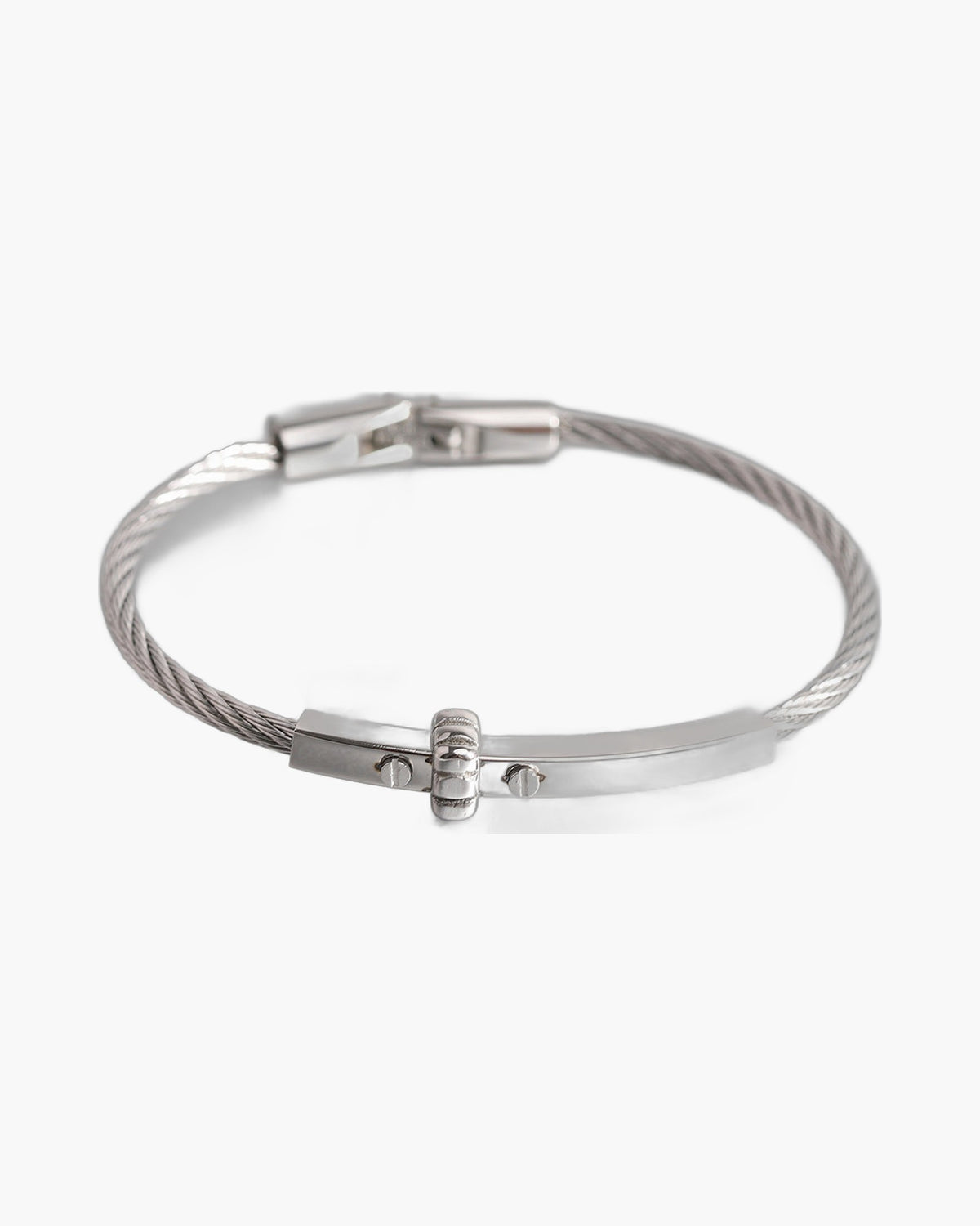 Stainless Steel Cable Bar Bracelet silver finish