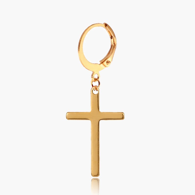 Stainless Steel Cross Dangle Earring black finish view 3