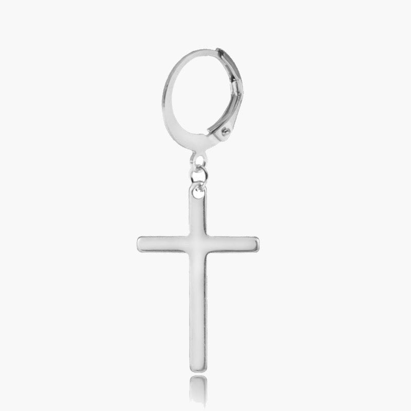 Stainless Steel Cross Dangle Earring black finish view 2