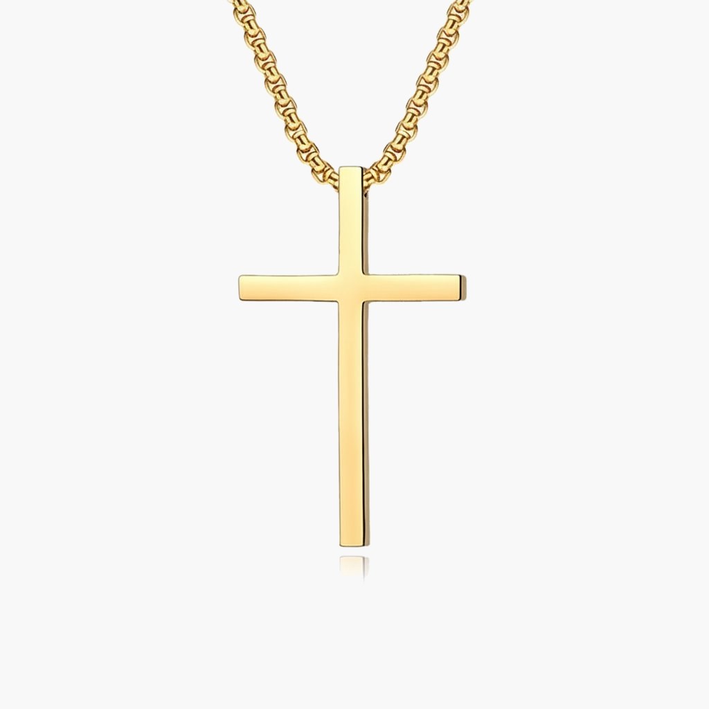 Stainless Steel Cross Pendant Necklace in silver, gold, and black finishes view 5