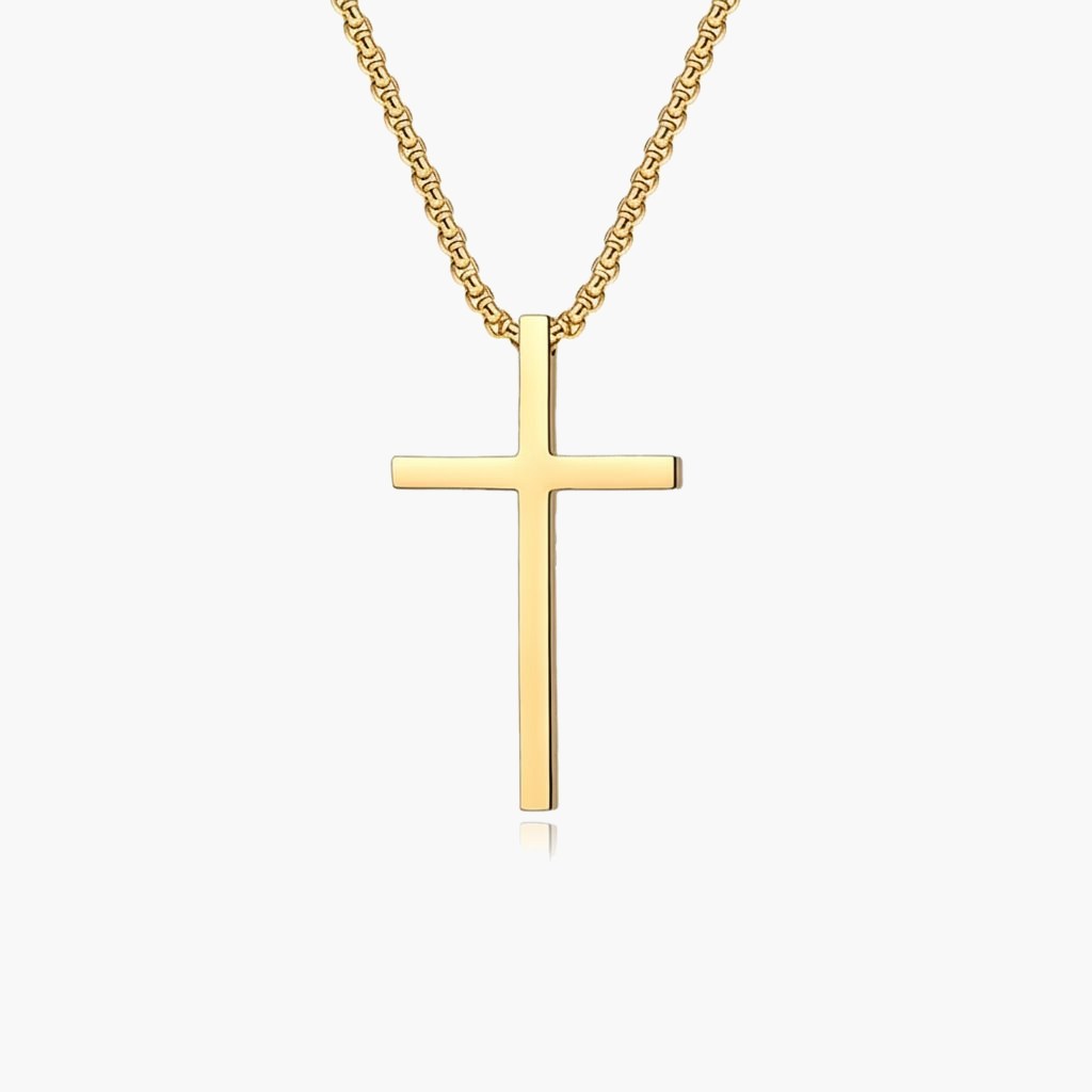 Stainless Steel Cross Pendant Necklace in silver, gold, and black finishes view 6