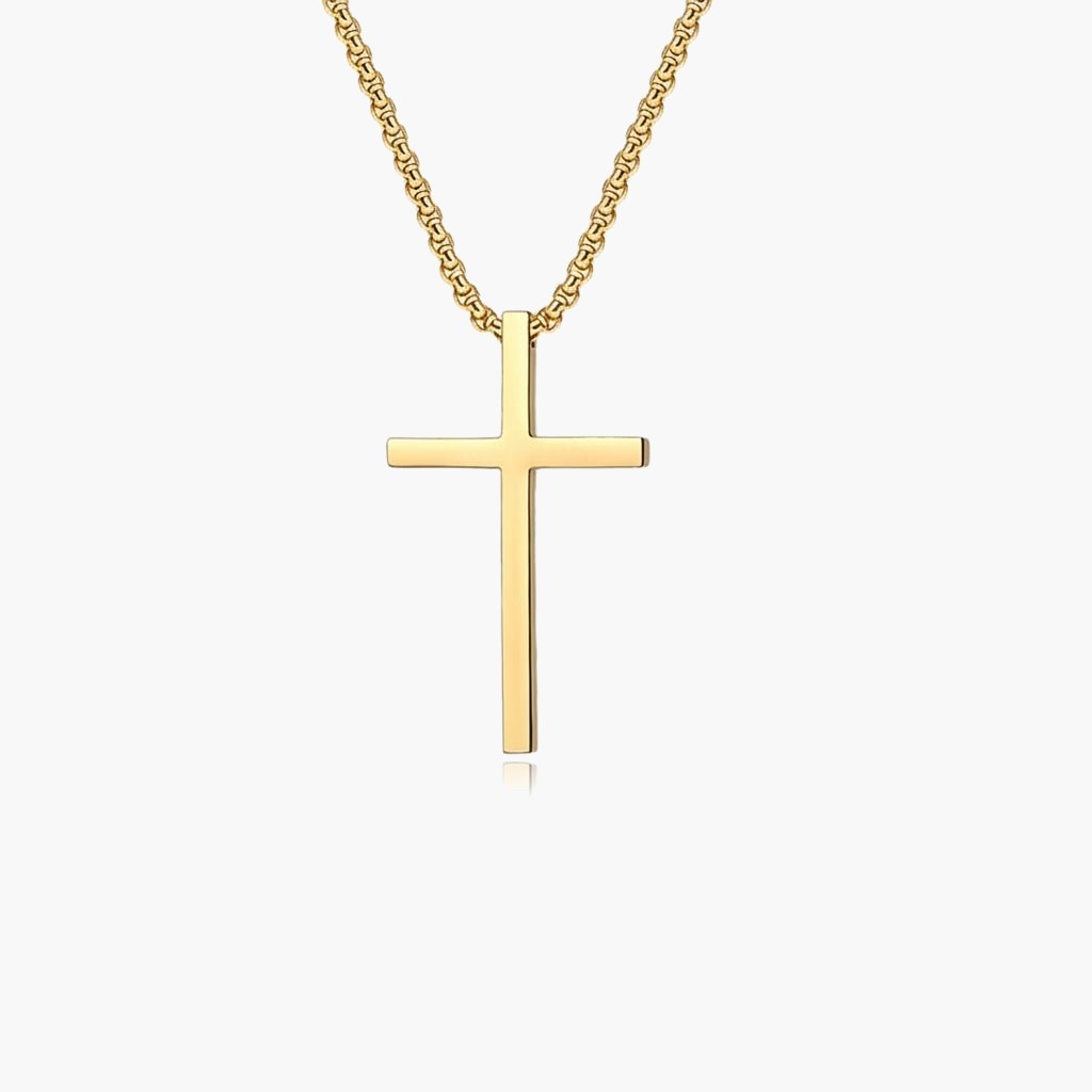 Stainless Steel Cross Pendant Necklace in silver, gold, and black finishes view 4