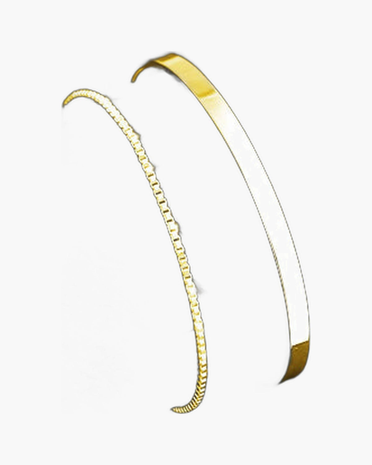 Stainless Steel Cuff and Curb Chain Bracelet Set in silver tone with etched details view 6