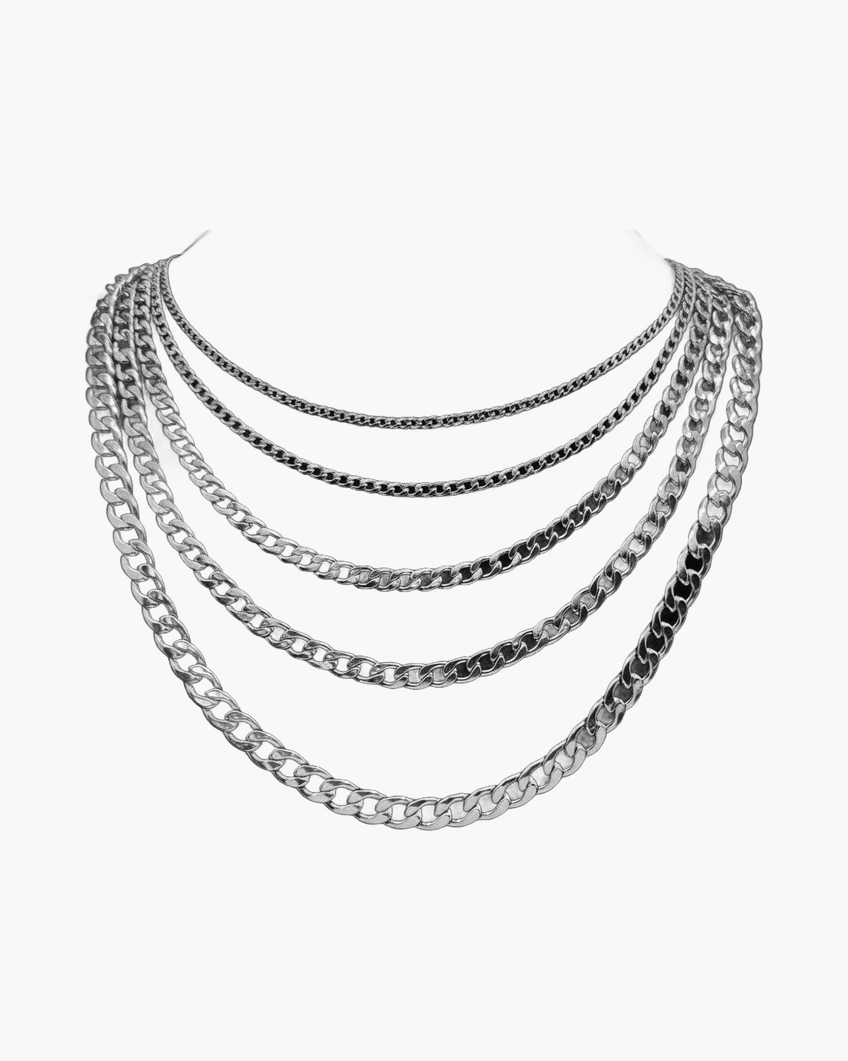 Stainless Steel Curb Link Chain Necklace, silver finish, curb link, lobster clasp view 5