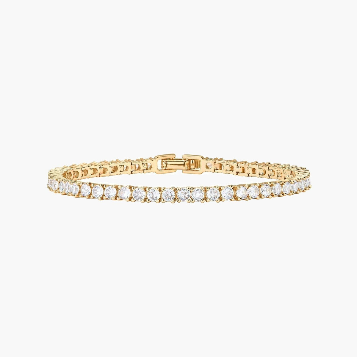 Stainless Steel CZ Tennis Bracelet gold-tone with clear stones