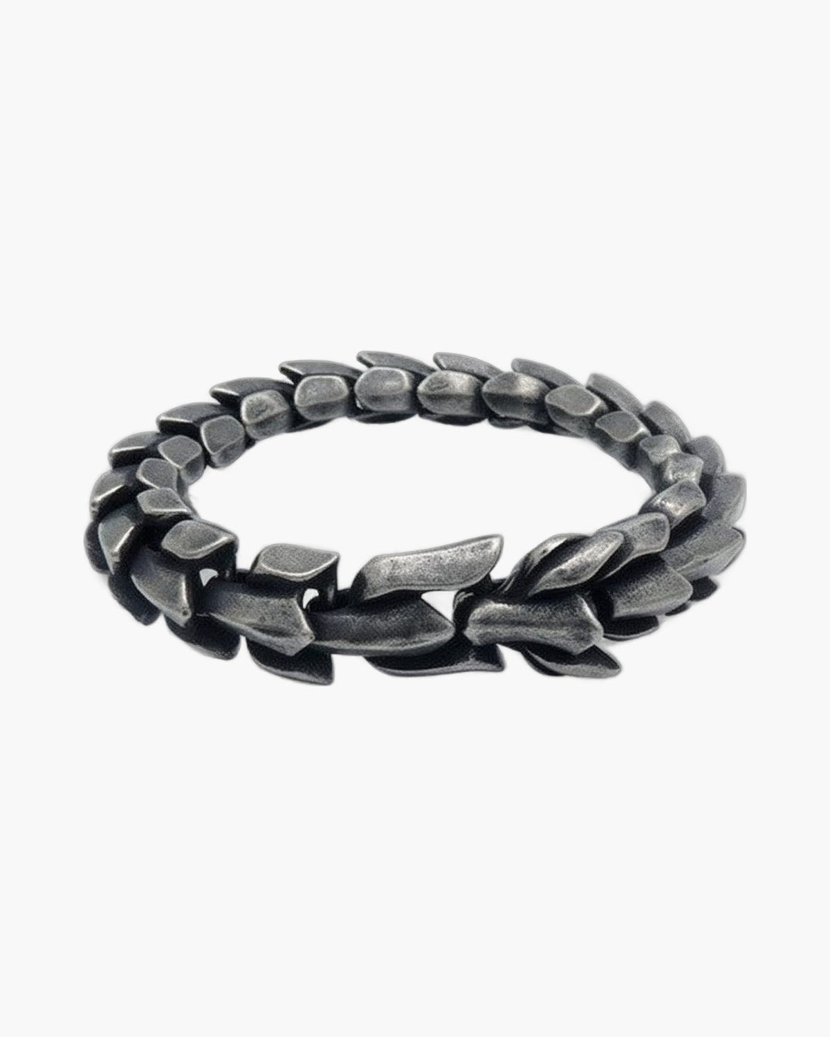 Stainless Steel Dragon Scale Bracelet, brushed silver-tone finish view 9