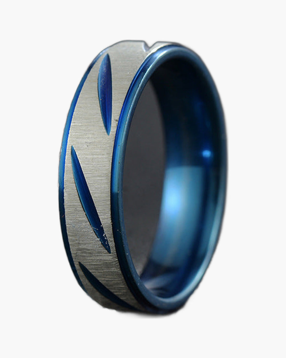 Stainless Steel Geometric Inlay Ring black and silver view 3