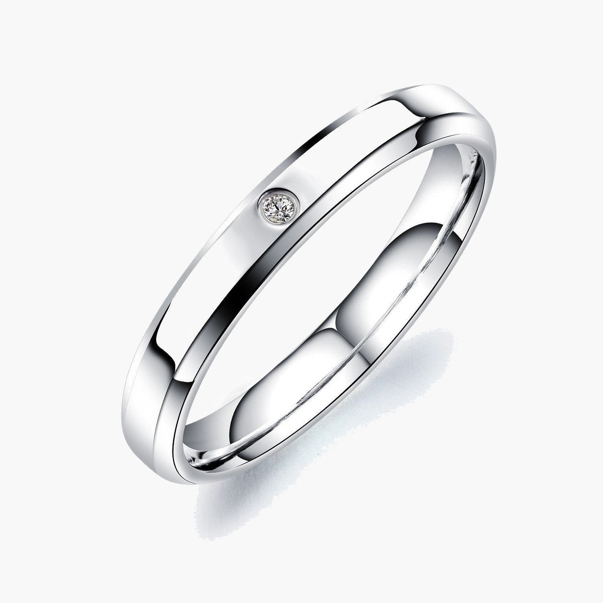 Stainless Steel Inlaid Cubic Zirconia Ring, polished silver-tone view 3