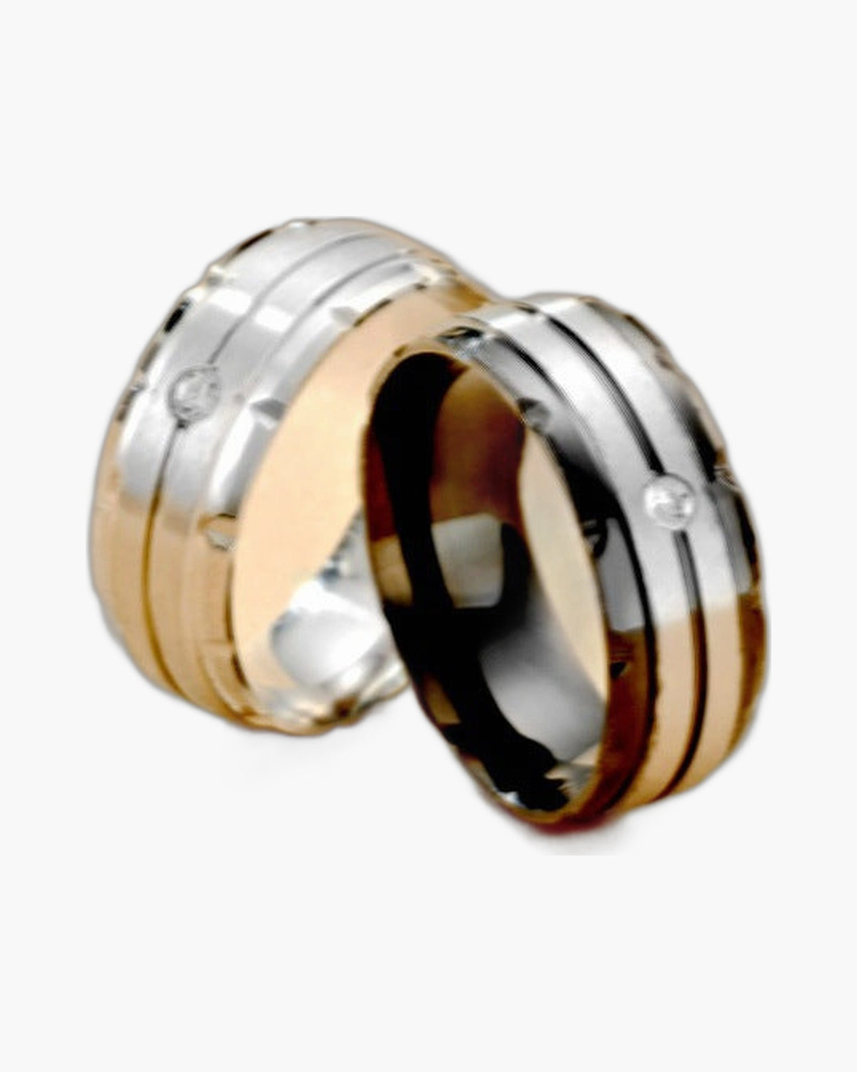 Stainless Steel Inlay CZ Ring with black and silver finish view 4
