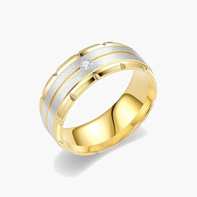Stainless Steel Inlay CZ Ring with black and silver finish view 6
