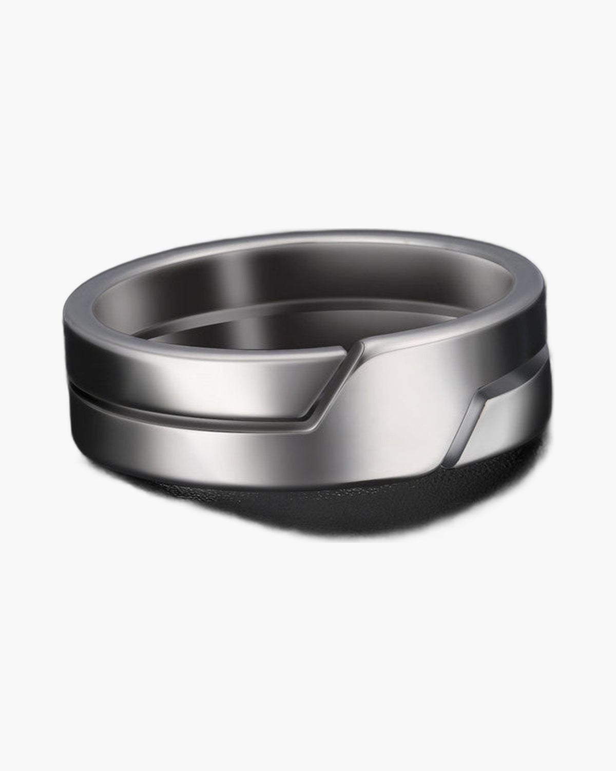 Stainless Steel Layered Geometric Ring, silver, black