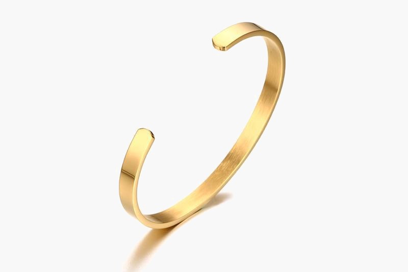 Stainless Steel Minimalist Cuff Bracelet in gold-tone