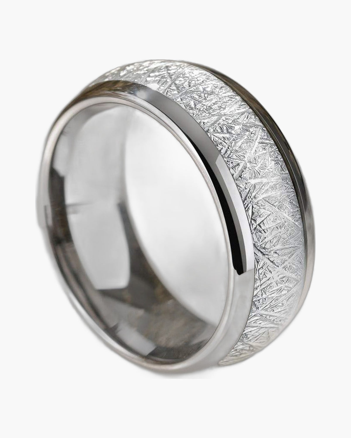 Stainless Steel Patterned Inlay Ring silver-tone finish view 2