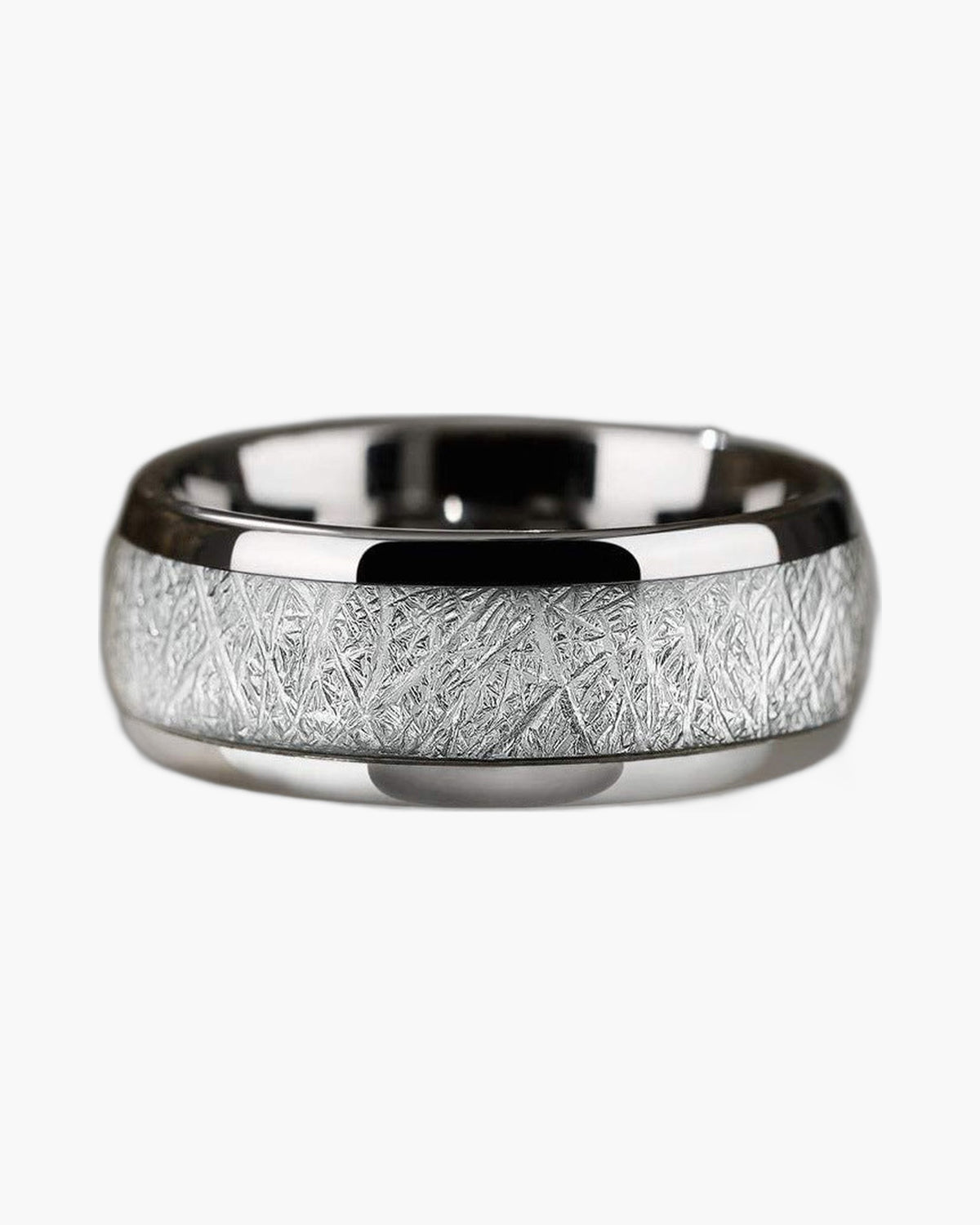 Stainless Steel Patterned Inlay Ring silver-tone finish view 3