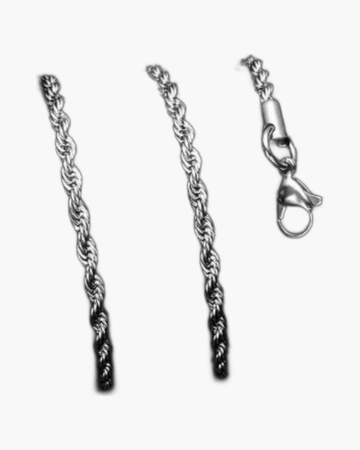 Stainless Steel Rope Chain Necklace on white display view 2