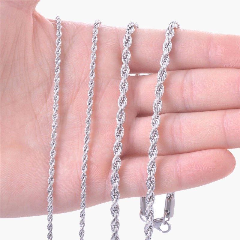 Stainless Steel Rope Chain Necklace with lobster clasp view 5