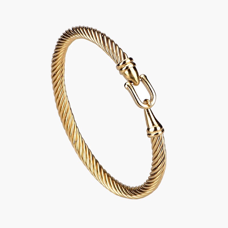 Stainless Steel Twisted Cable Bangle with hook clasp view 3