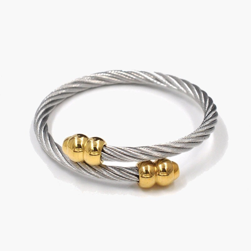 Stainless Steel Twisted Cable Bracelet, silver finish view 2