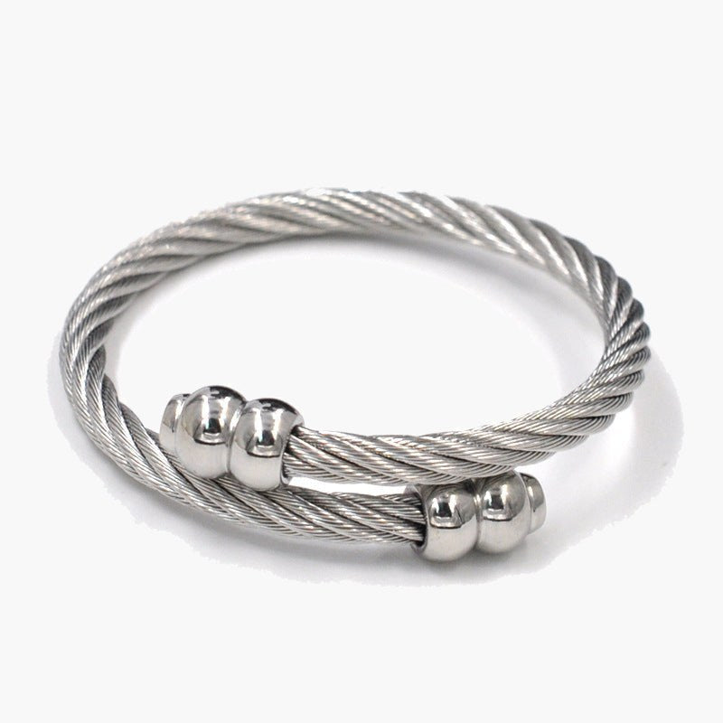 Stainless Steel Twisted Cable Bracelet, silver finish