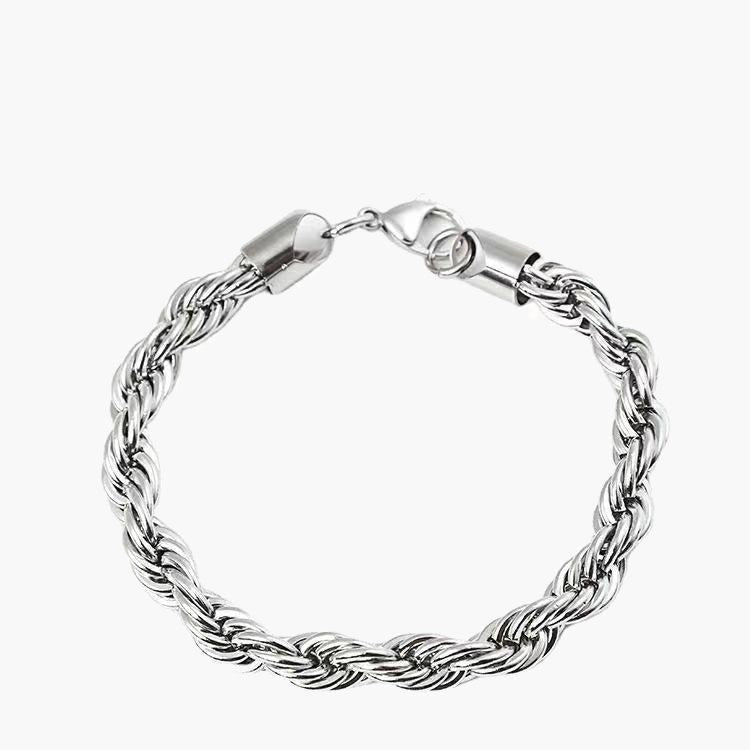 Stainless Steel Twisted Rope Bracelet, silver-tone, lobster clasp view 2