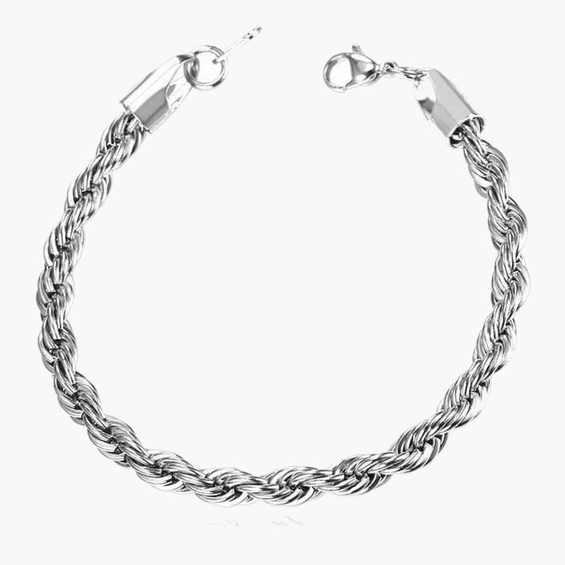 Stainless Steel Twisted Rope Bracelet, silver-tone, lobster clasp view 4
