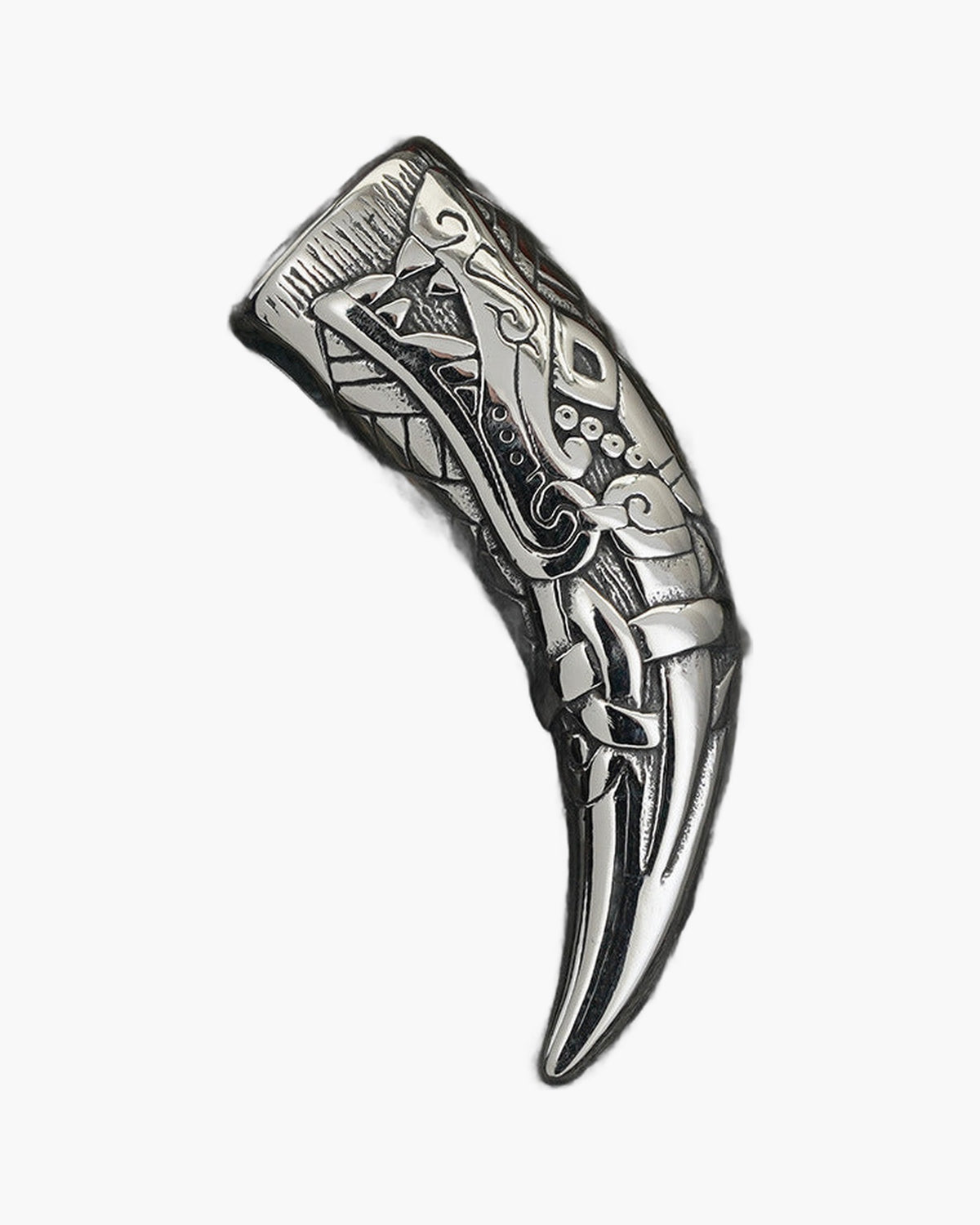 Stainless Steel Wolf Tooth Rune Pendant Necklace with chain view 3