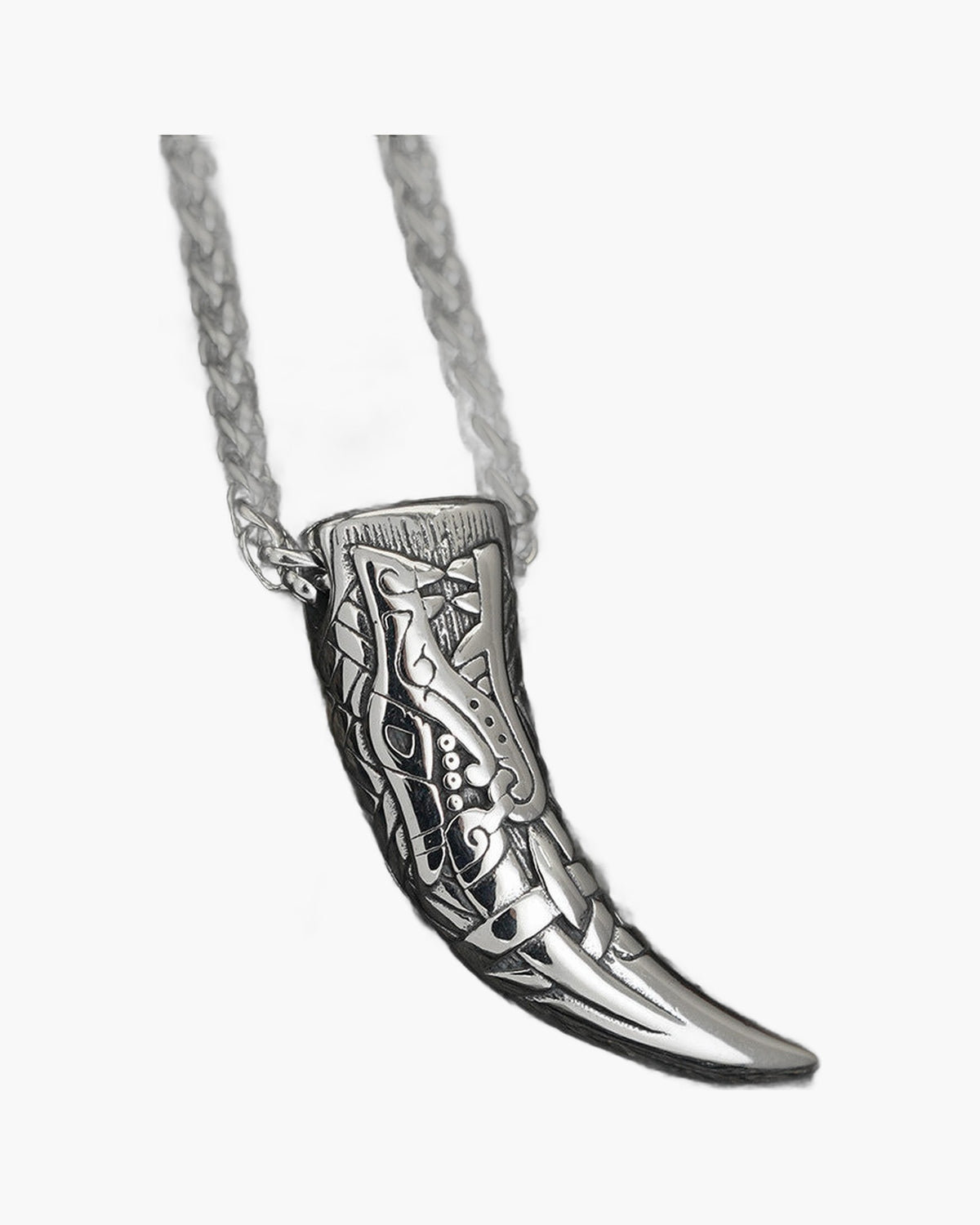 Stainless Steel Wolf Tooth Rune Pendant Necklace with chain view 4