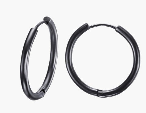 Thin Seamless Stainless Steel Hoop Earrings, silver finish view 4
