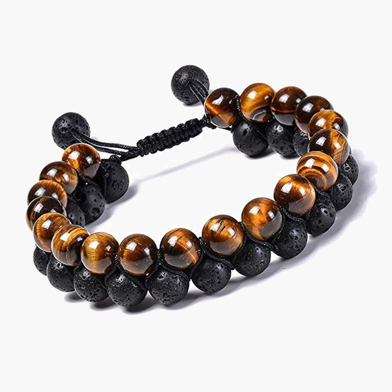 Tiger Eye Agate Bead Adjustable Bracelet - stone beads, macrame closure view 6